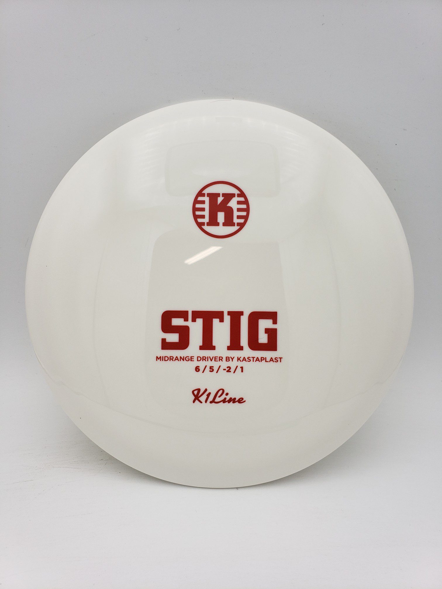 Kastaplast K1 Stig white disc golf disc front view