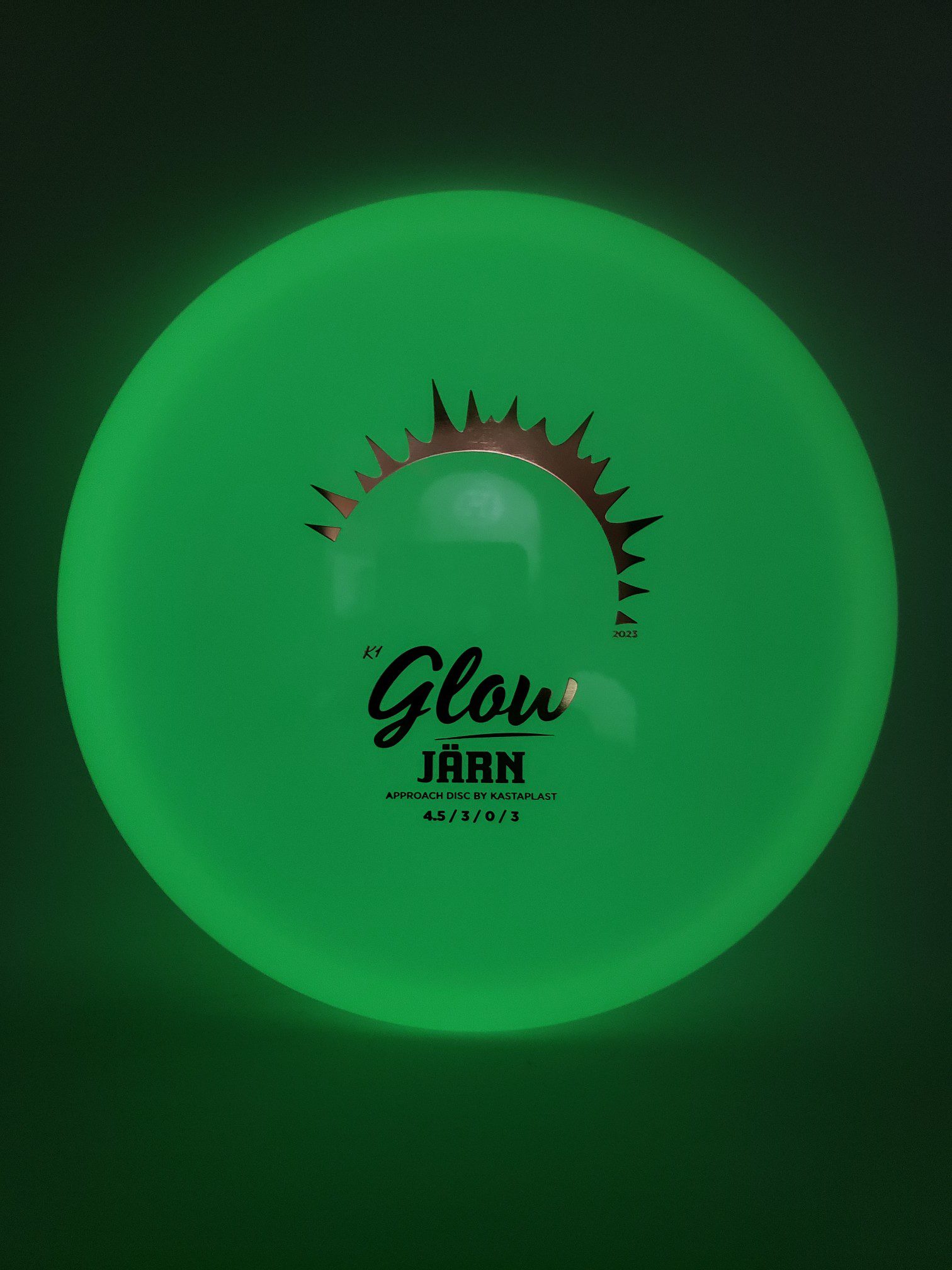 Kastaplast K1 Glow Jrn 2023 disc golf disc front view
