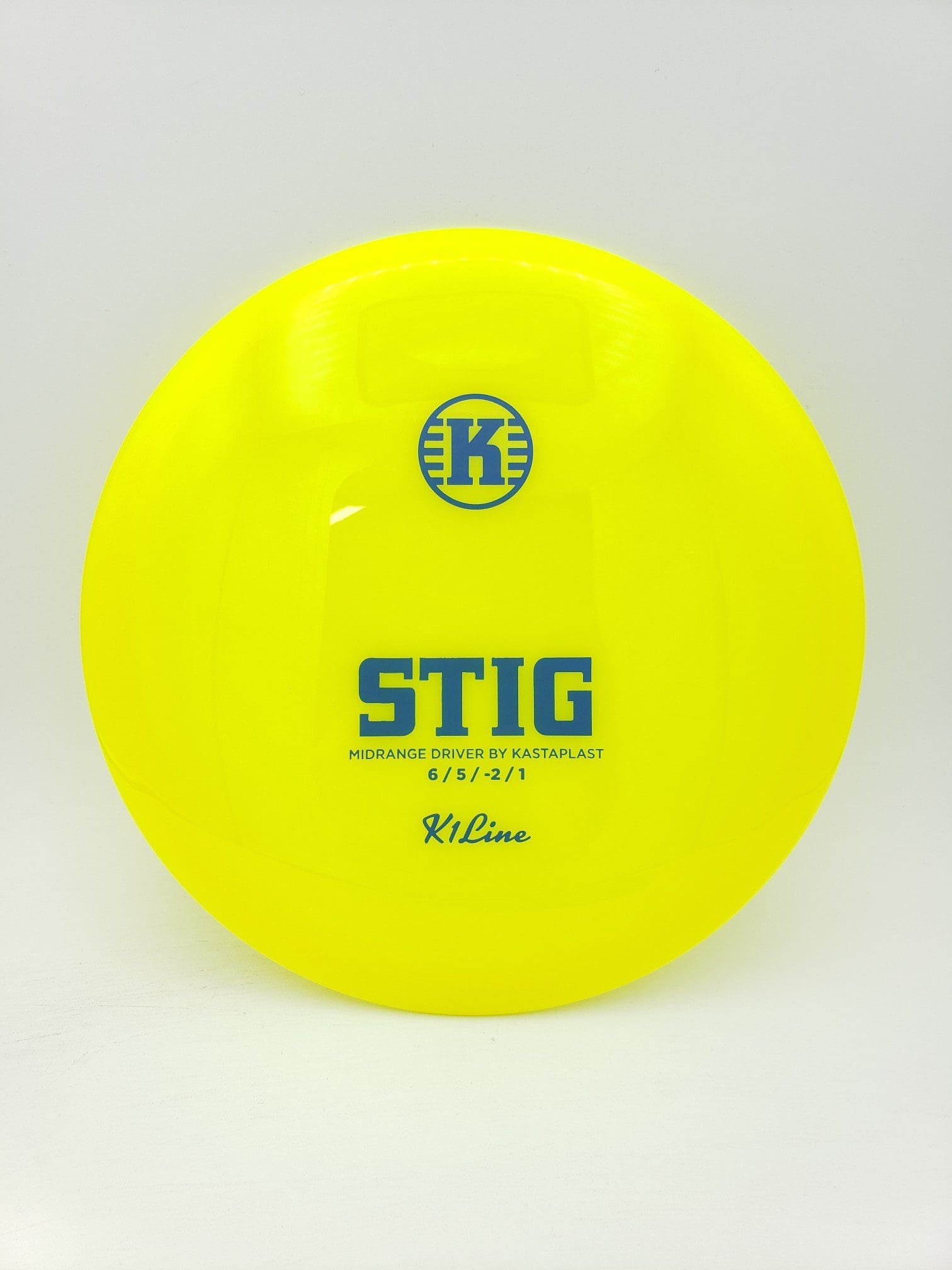 Kastaplast K1 Stig neon yellow disc golf disc front view