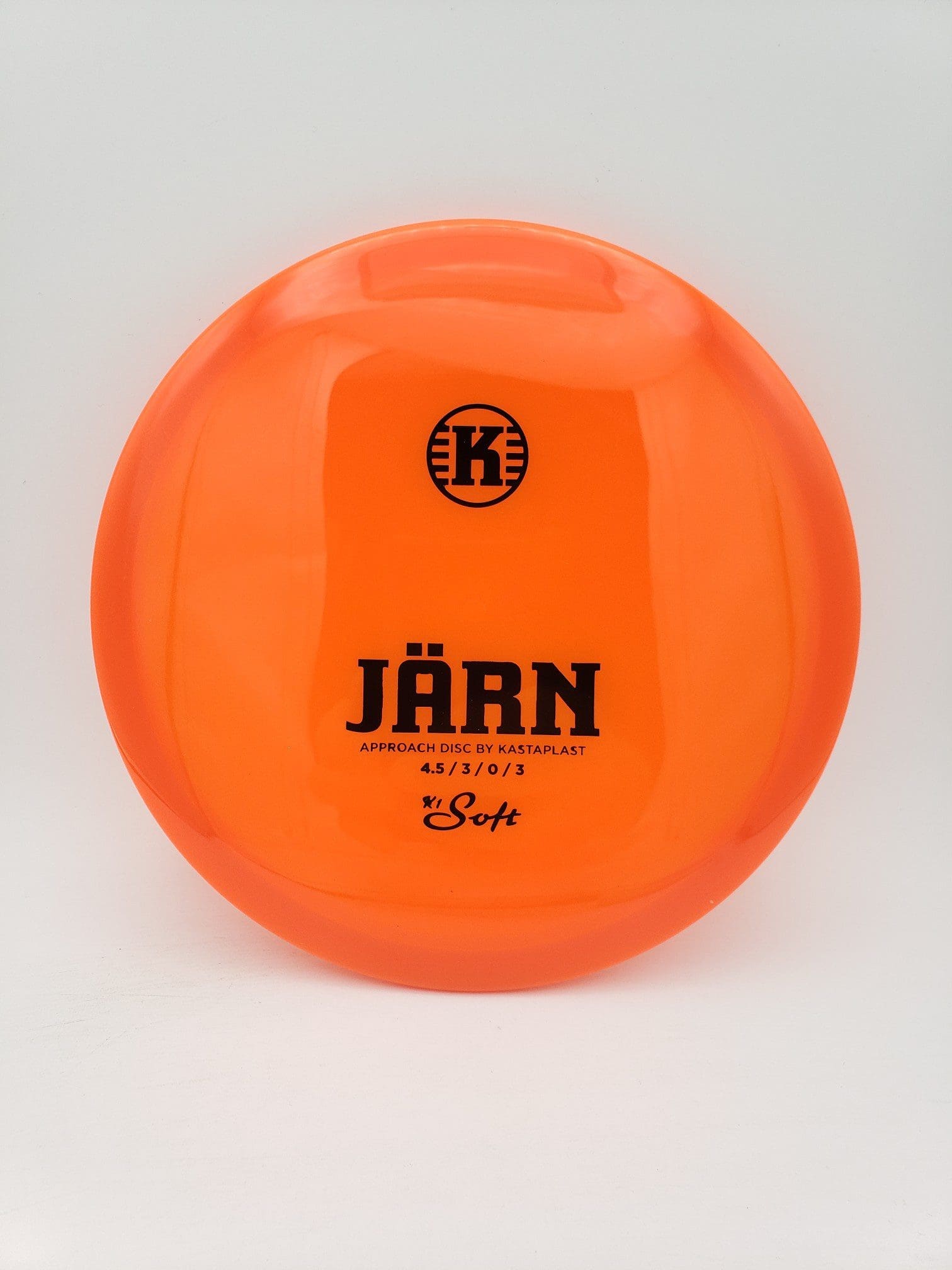 Kastaplast K1 Soft Jrn orange disc golf disc front view