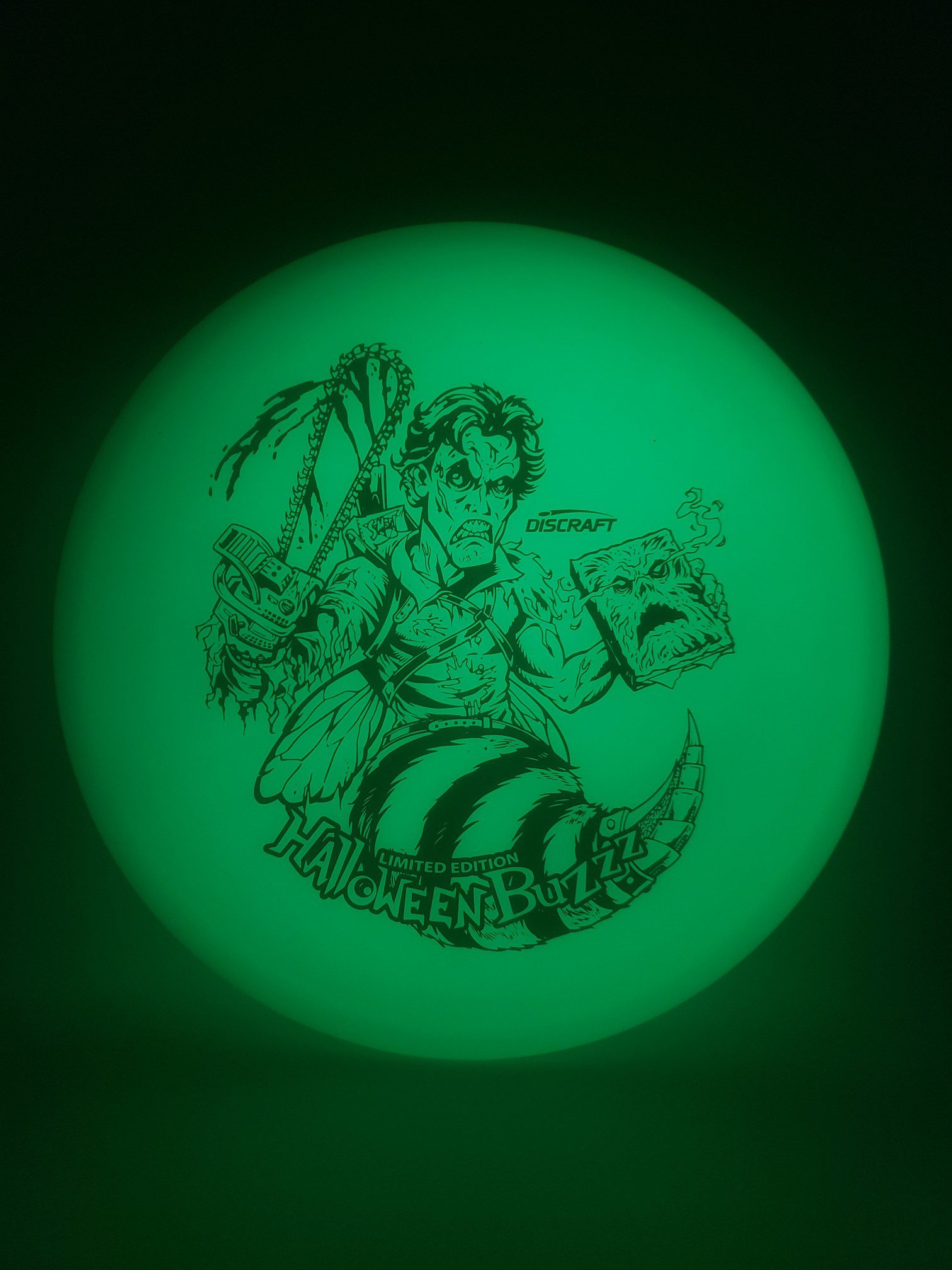 Discraft Halloween 2023 Buzzz SuperColor and Z Glo disc golf disc back view