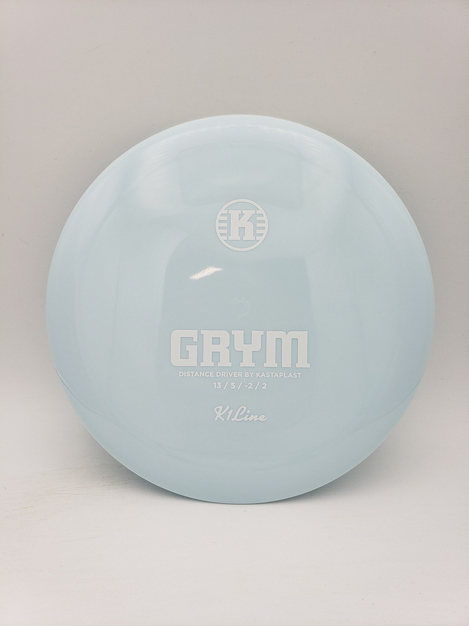 Kastaplast K1 Grym baby blue disc golf disc front view