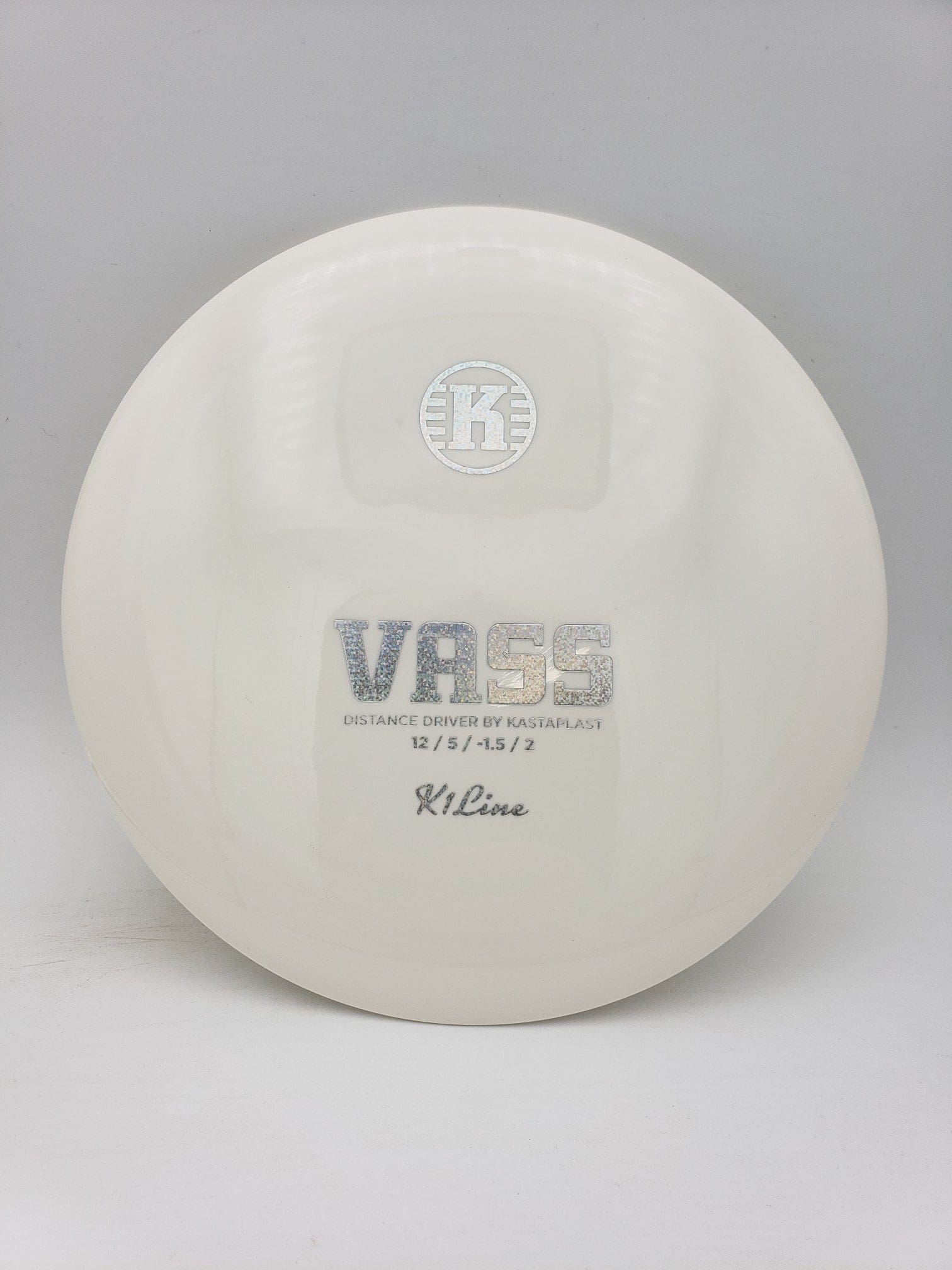 Kastaplast K1 Vass white disc golf disc front view
