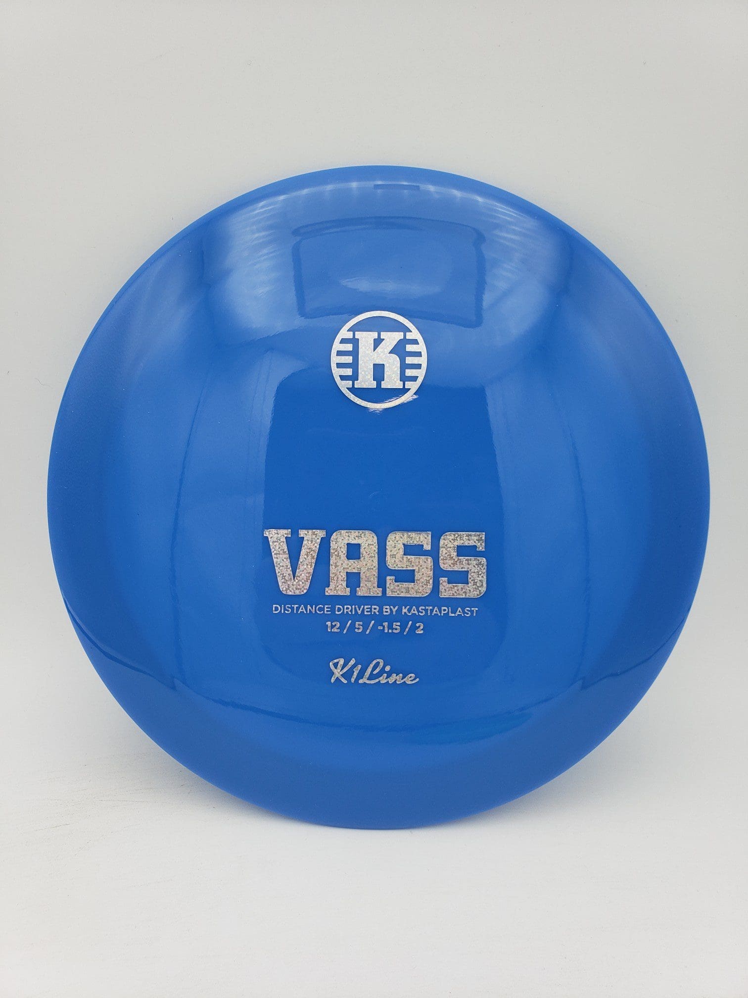 Kastaplast K1 Vass blue disc golf disc front view