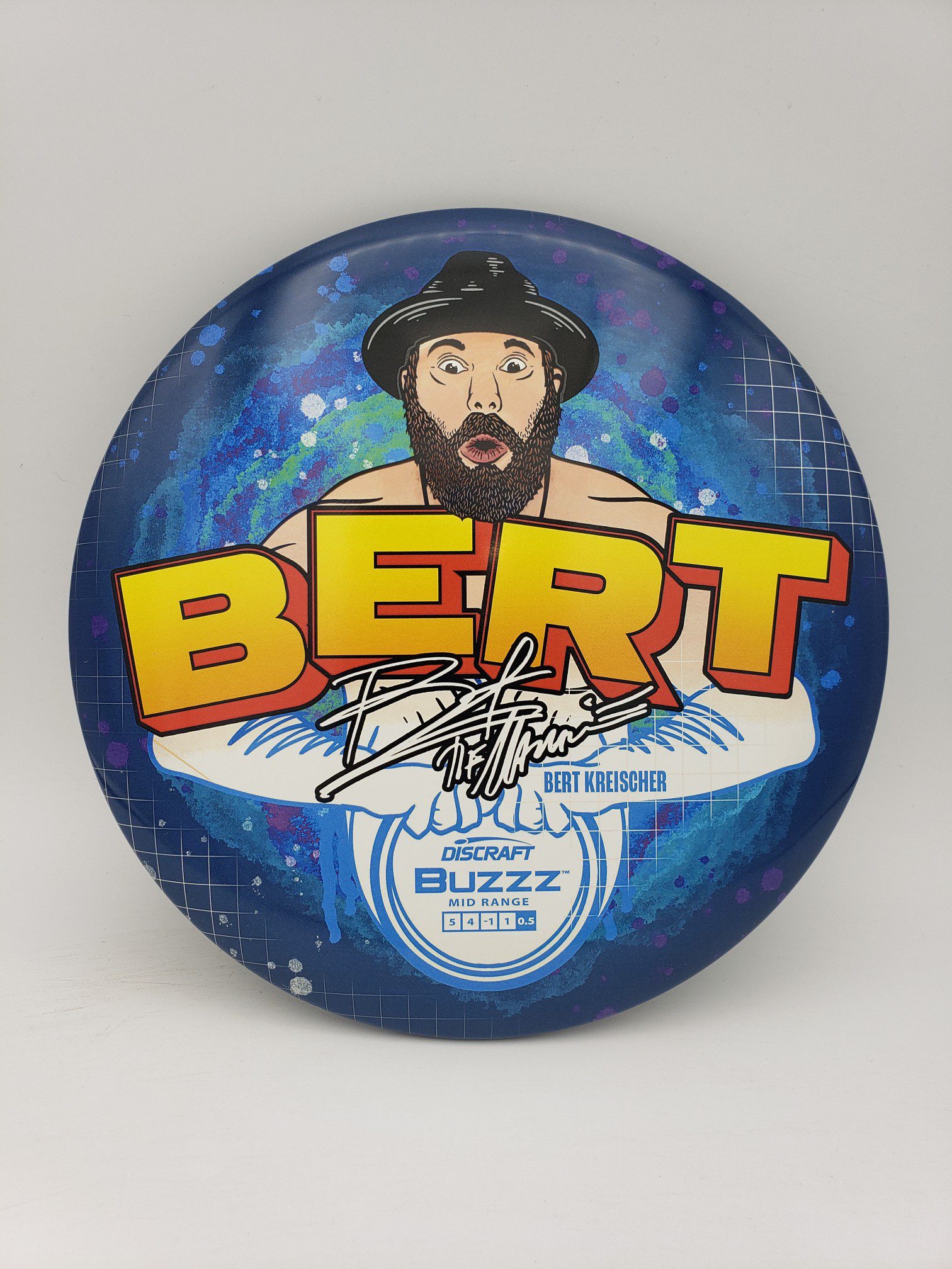 Discraft Bert Kreischer collection SuperColor Buzzz and DGLO 3 pack disc golf disc side view