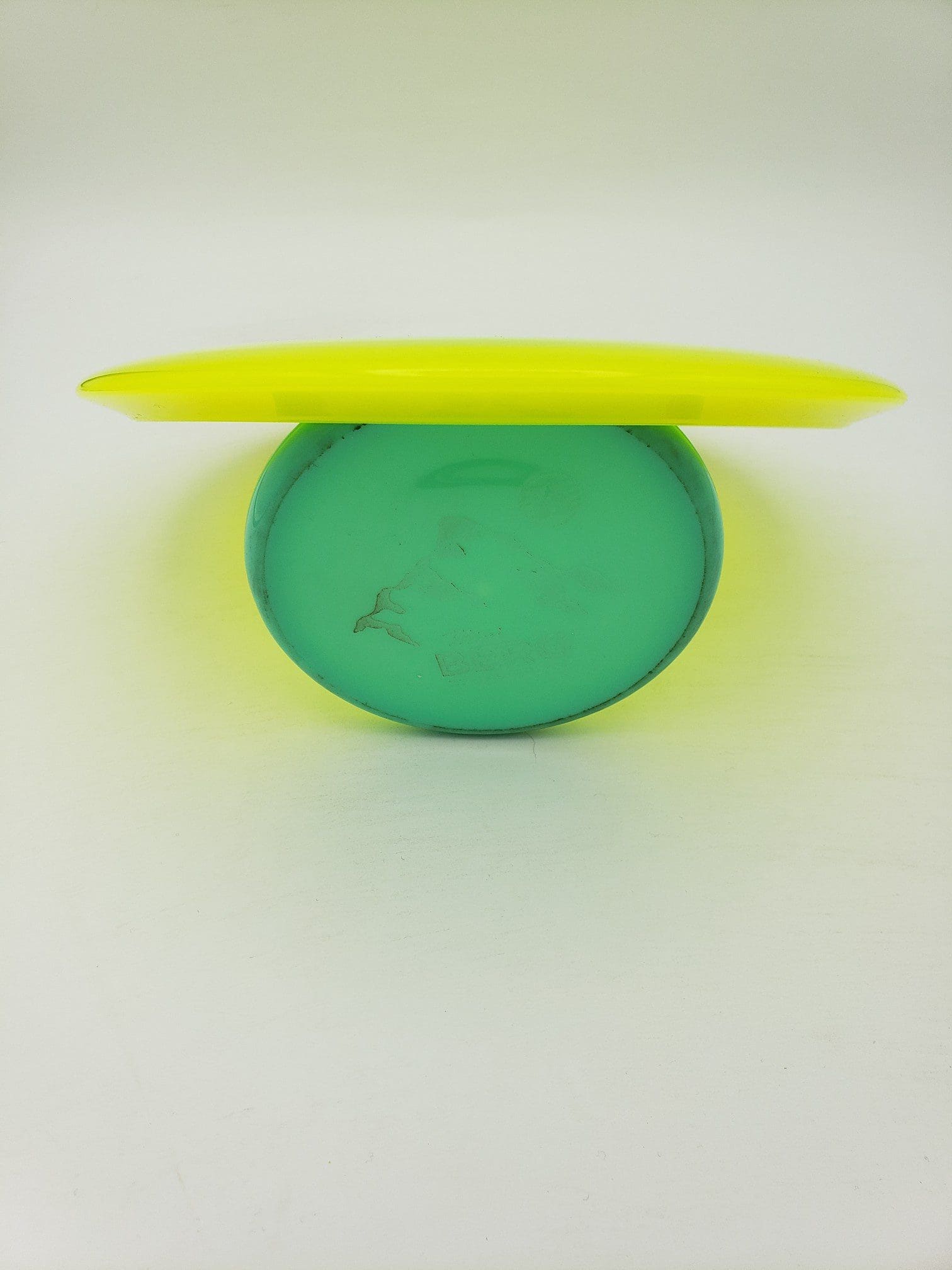Kastaplast K1 Soft retooled Kaxe neon yellow max of TWO per customer disc golf disc back view
