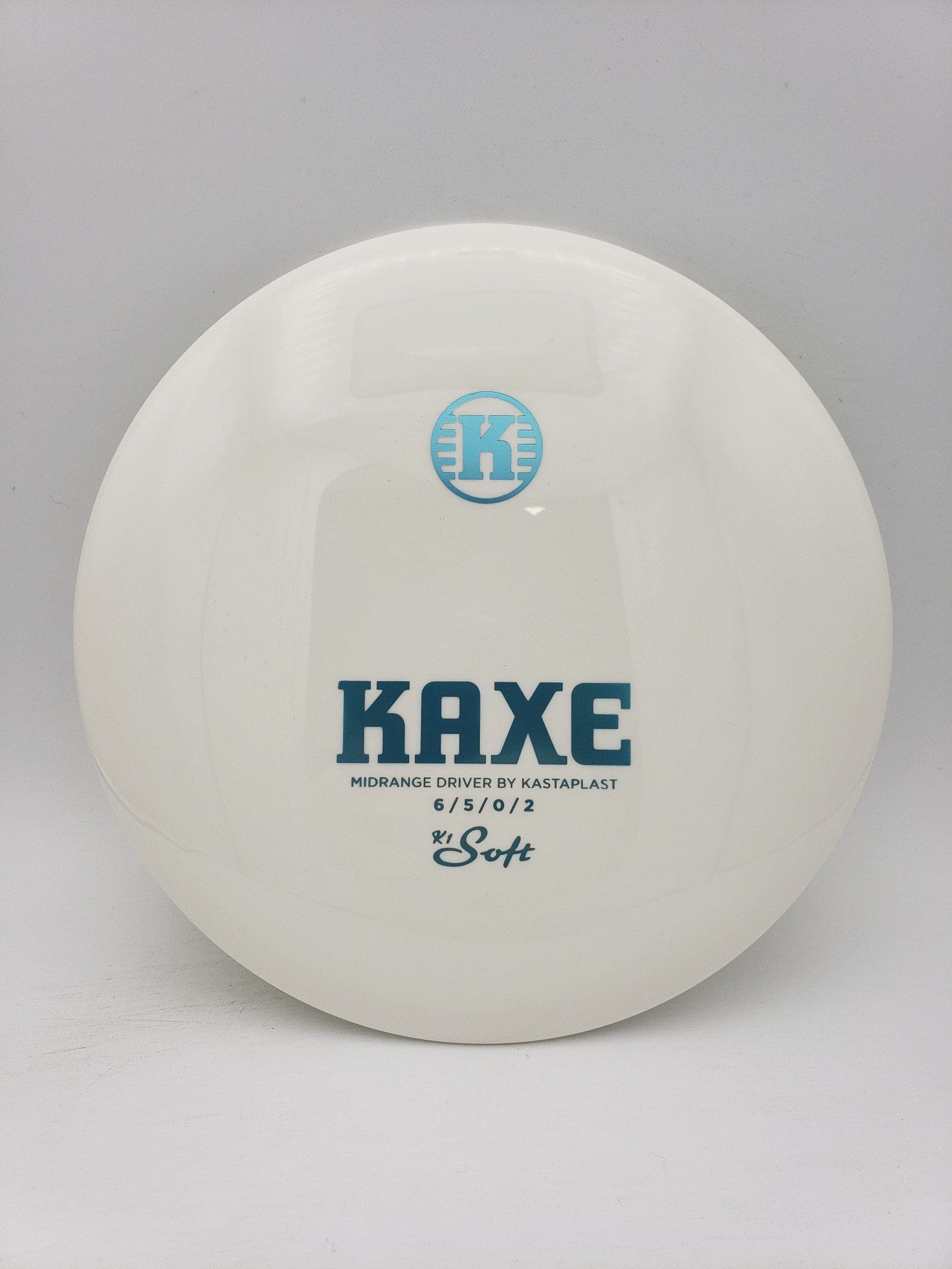 Kastaplast K1 Soft retooled Kaxe white disc golf disc front view