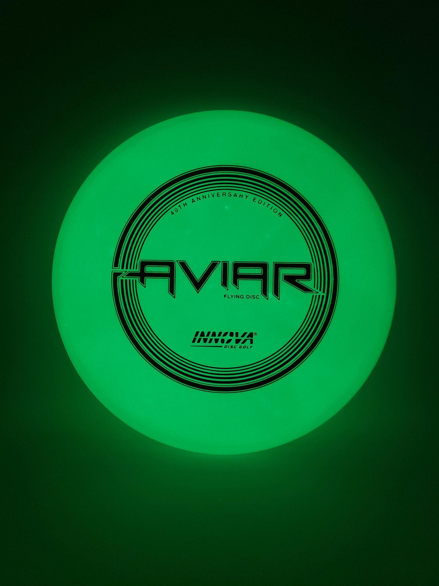 Innova 40th Anniversary Proto Glow DX Aviar disc golf disc front view