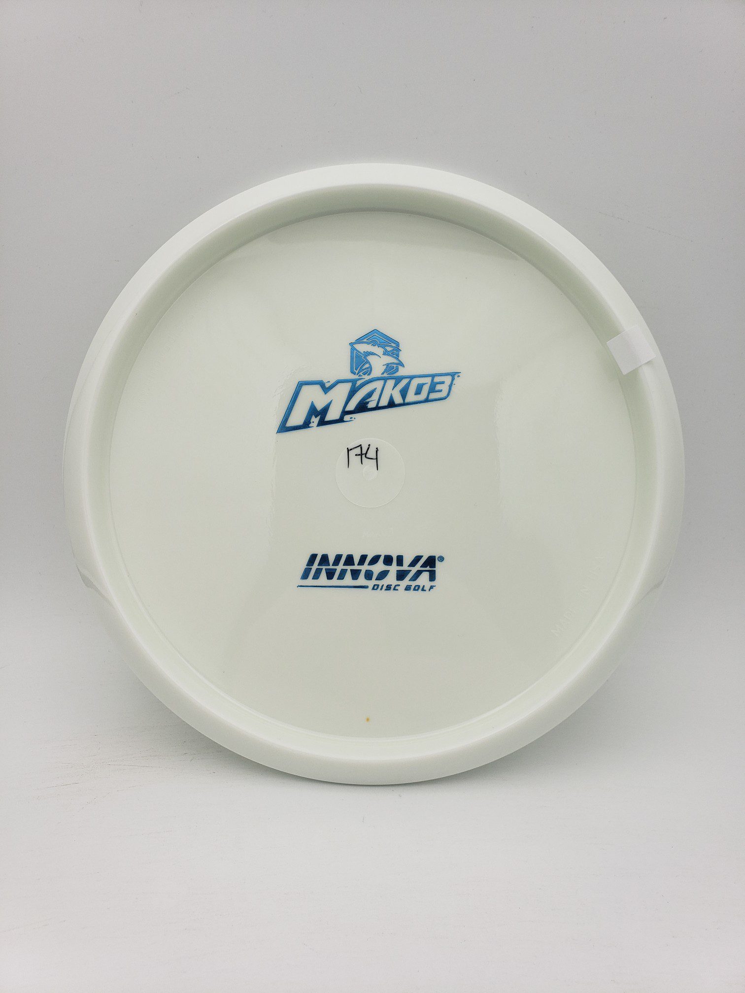 Innova bottom stamped white Star Mako3 disc golf disc front view