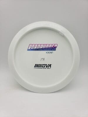 Innova bottom stamped white Star Roadrunner disc golf disc front view