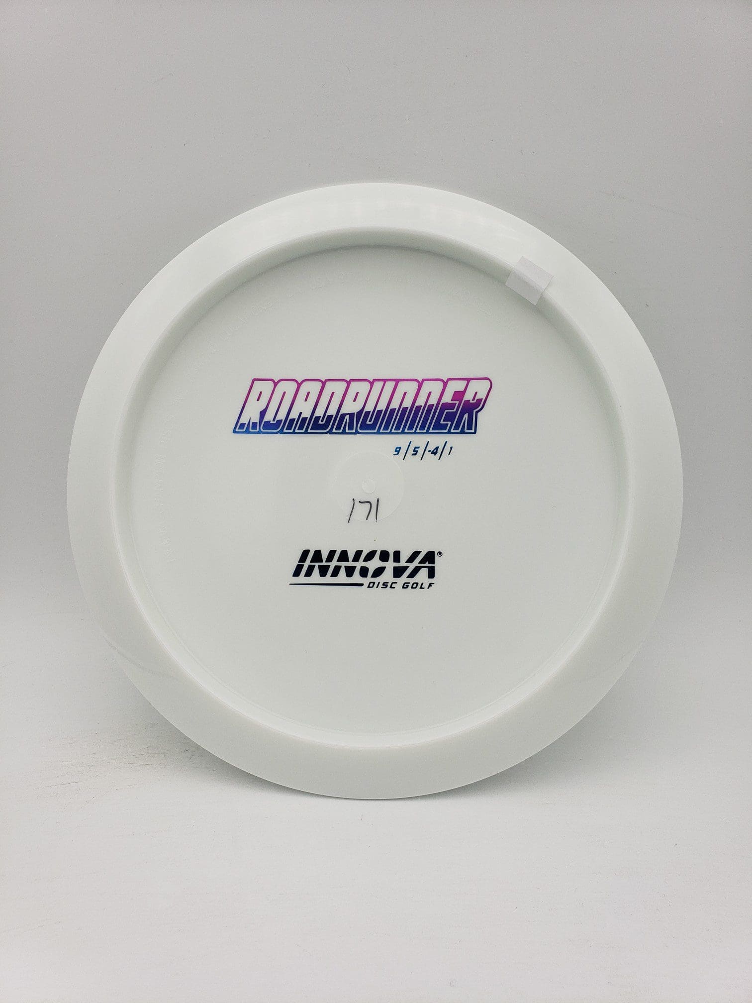 Innova bottom stamped white Star Roadrunner disc golf disc front view
