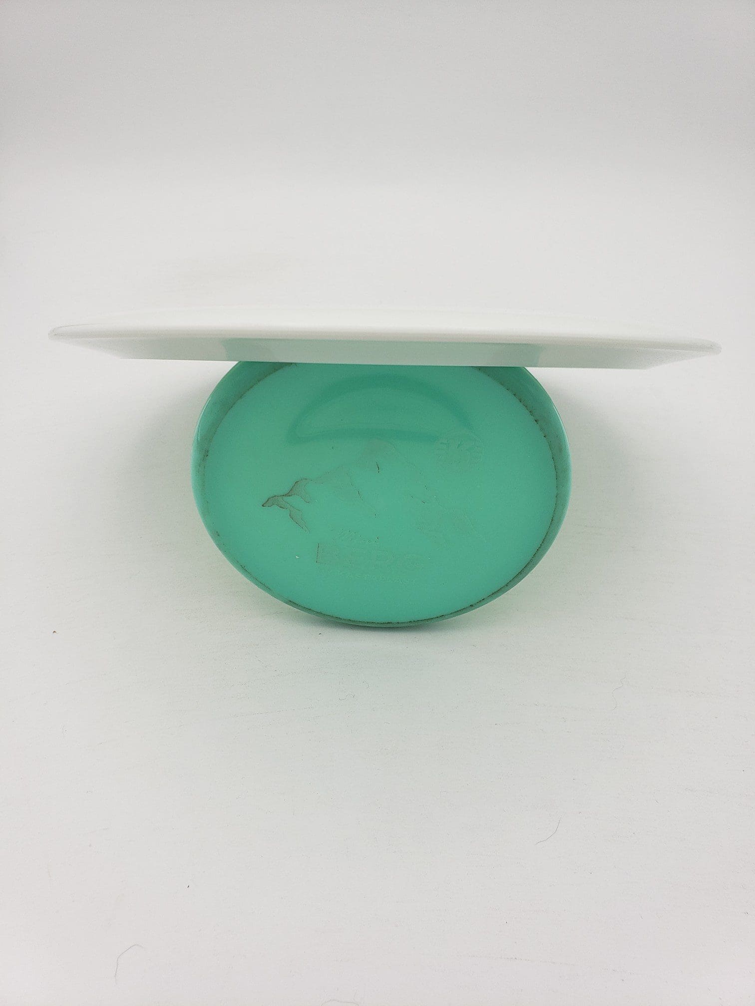 Innova bottom stamped white Star Wraith disc golf disc back view