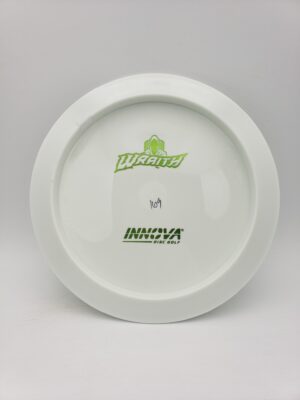 Innova bottom stamped white Star Wraith disc golf disc front view