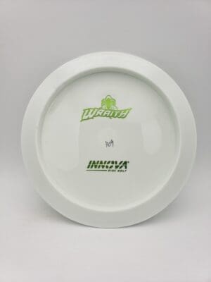 Innova bottom stamped white Star Wraith disc golf disc front view