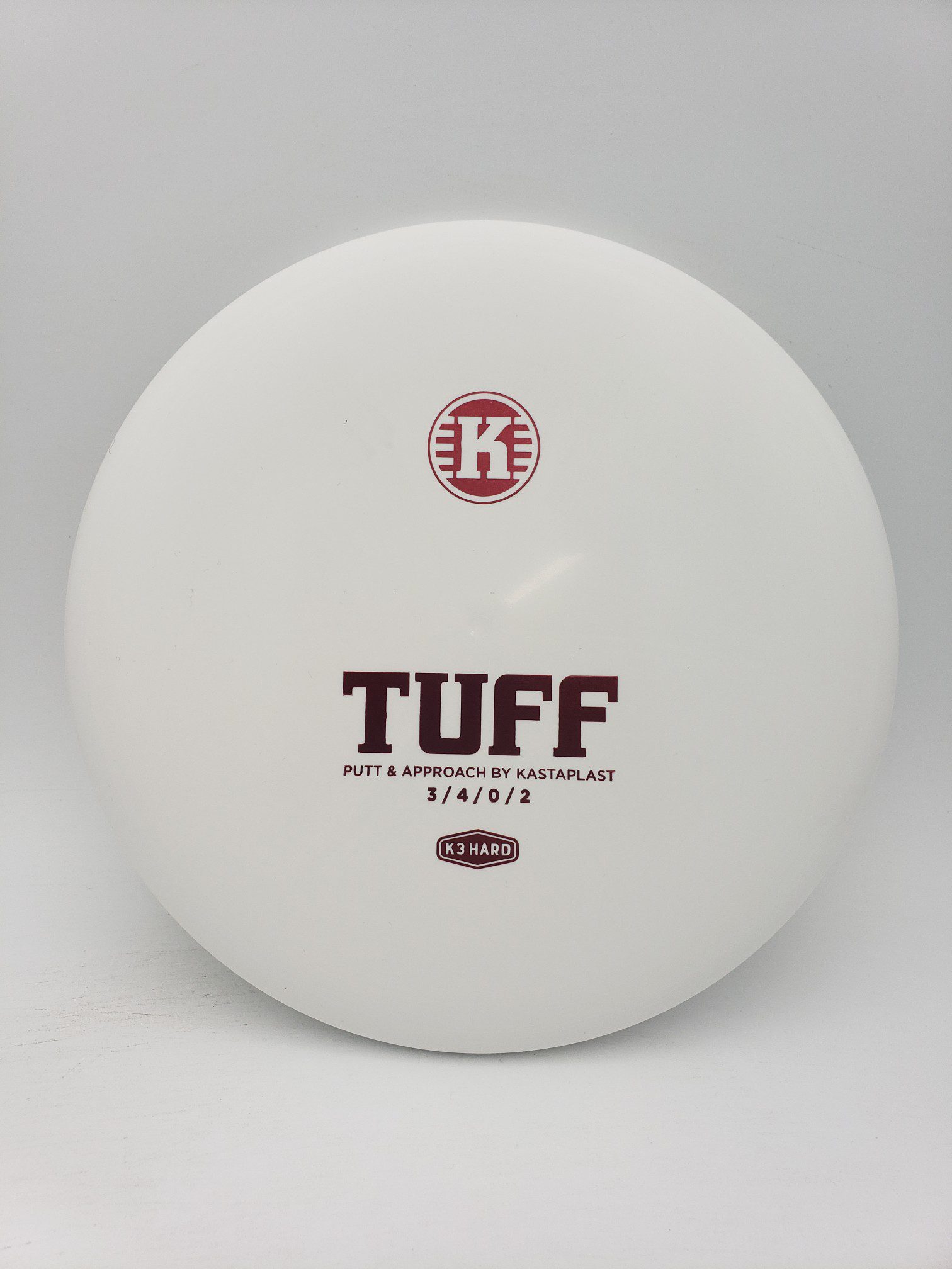 Kastaplast K3 Hard Tuff white disc golf disc front view