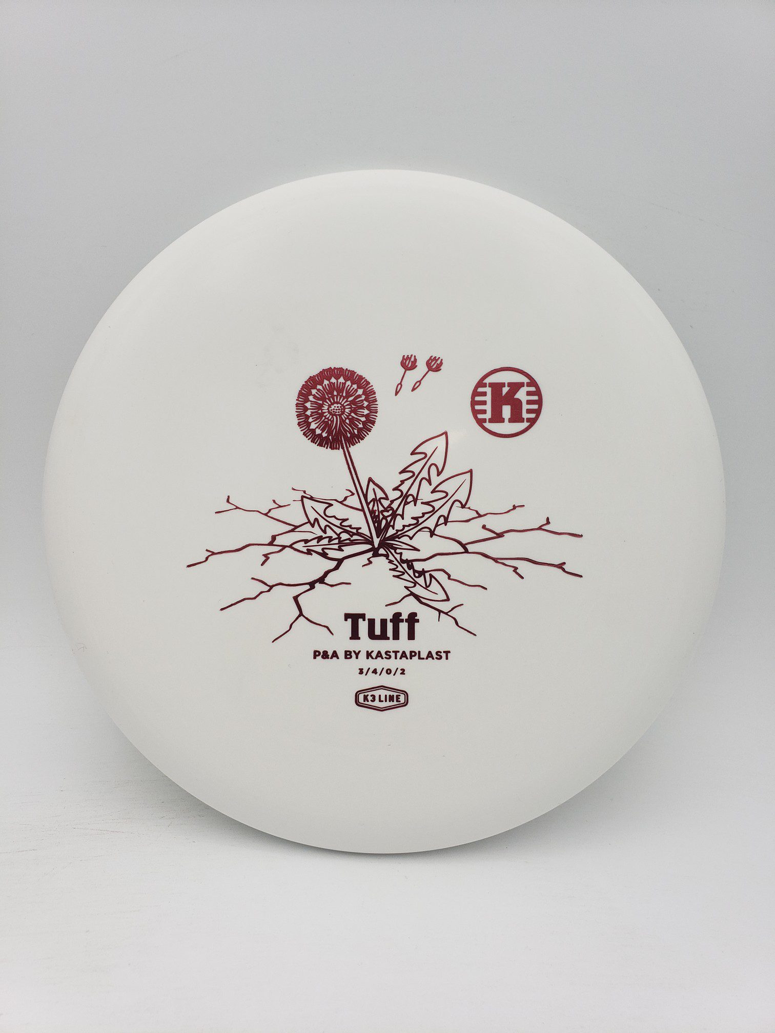 Kastaplast K3 Tuff white disc golf disc front view