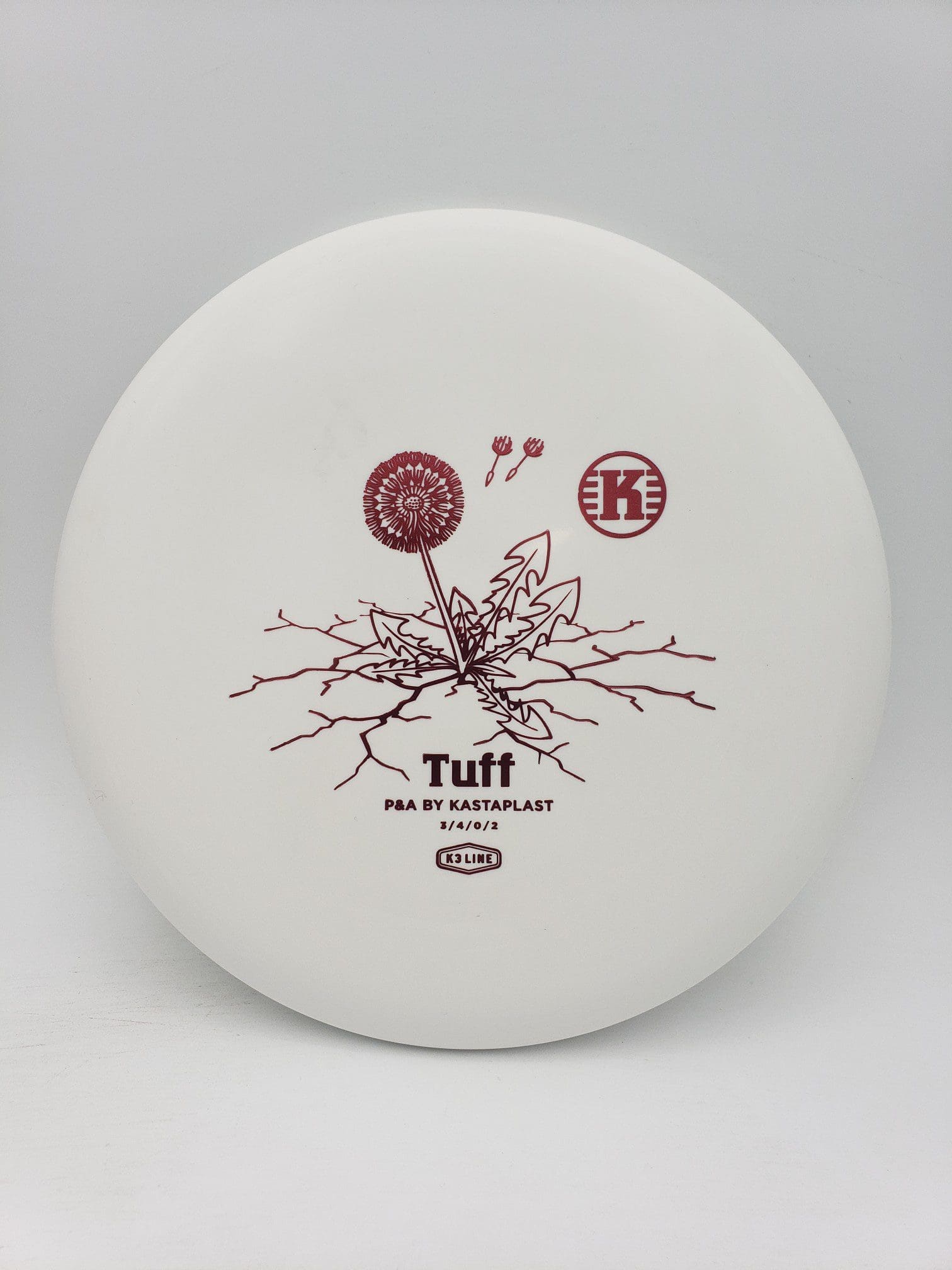 Kastaplast K3 Tuff white disc golf disc front view