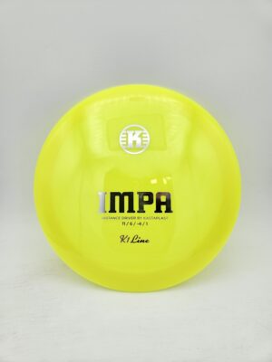 Kastaplast K1 Impa neon yellow disc golf disc front view