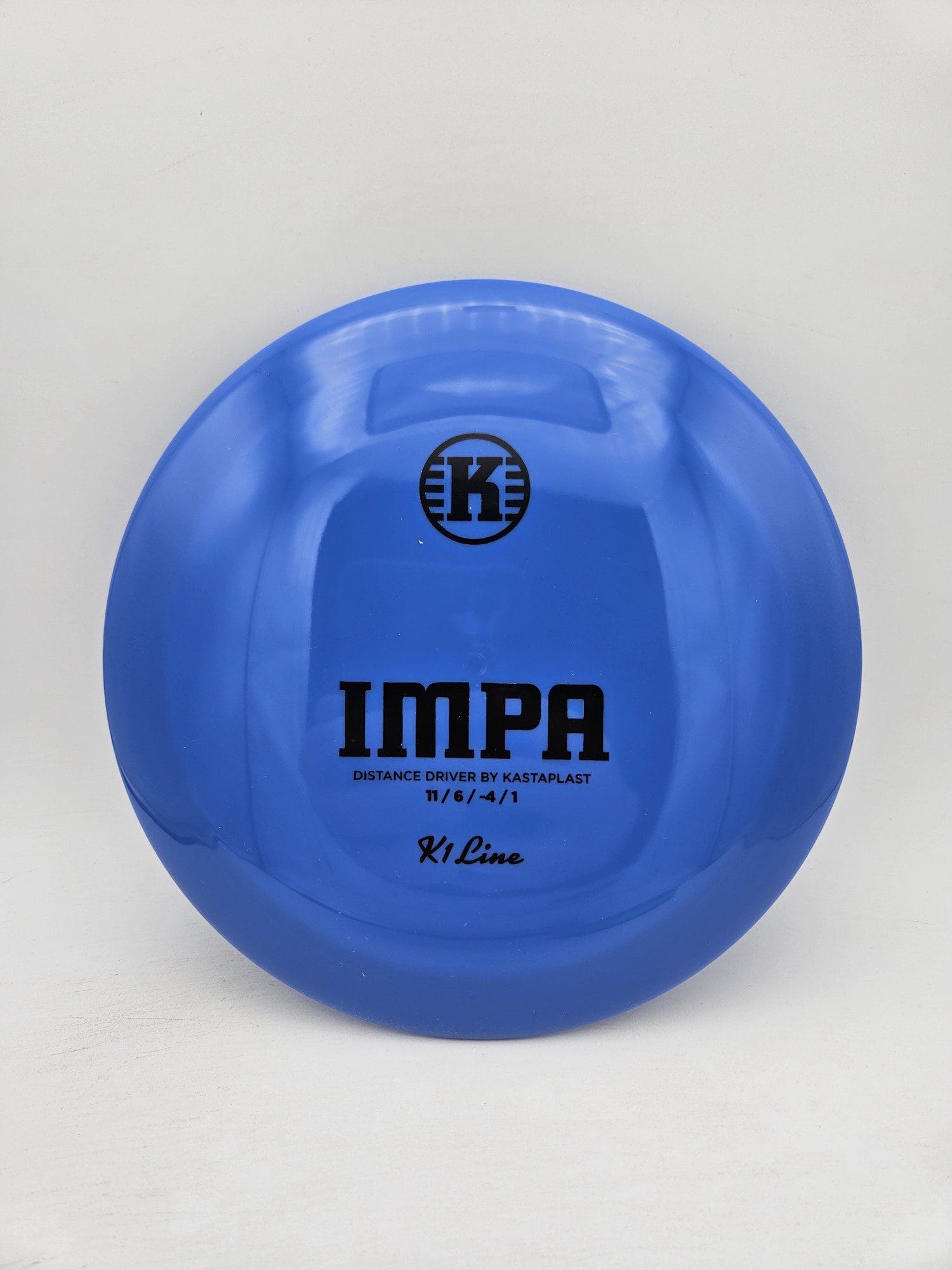 Kastaplast K1 Impa blue disc golf disc front view